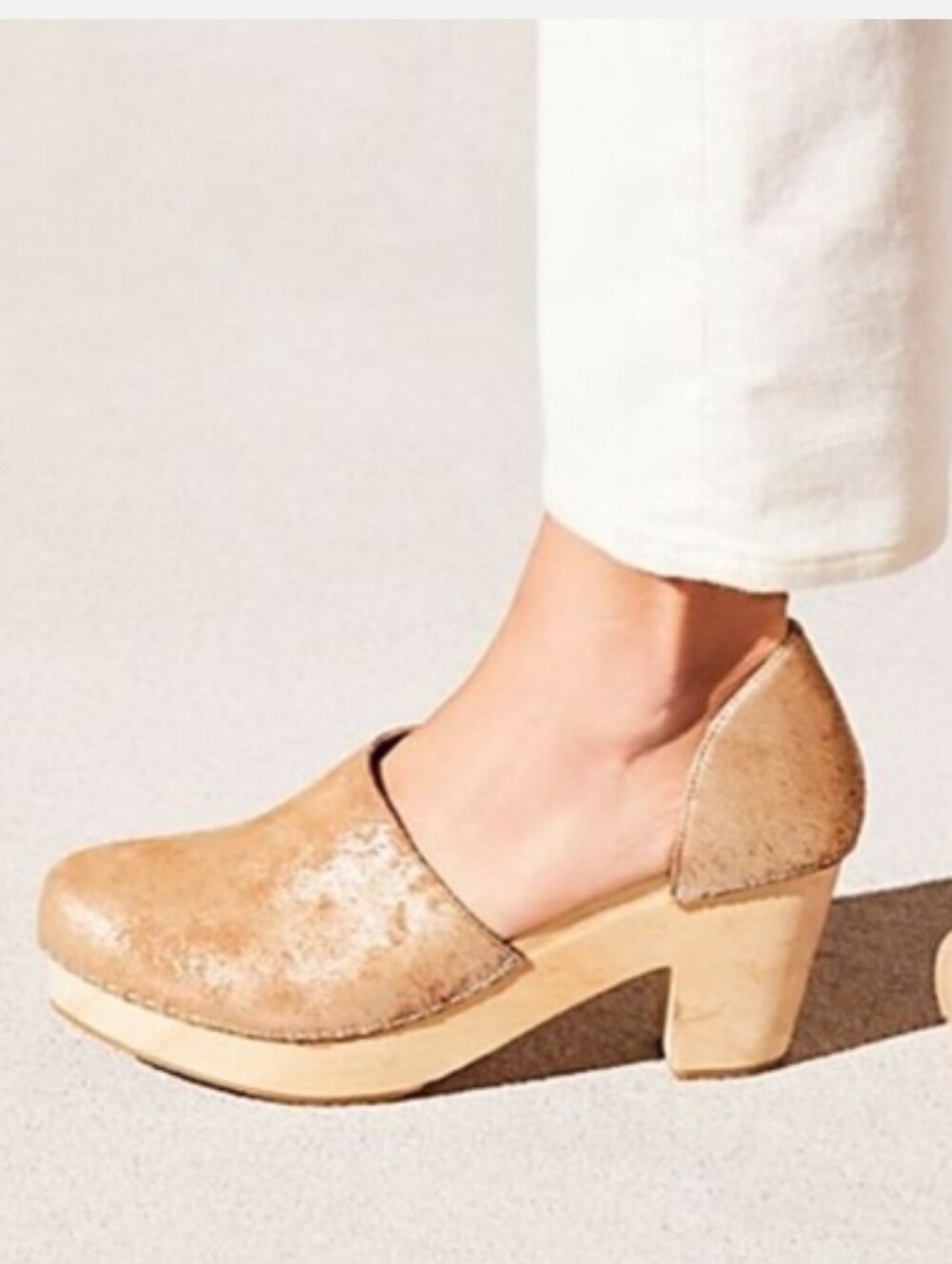 Free People Monroe Leather & Wood Clog, 39/8.5